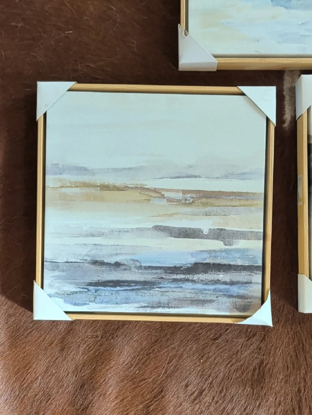 Coastal Mist Framed Wall Art Set - Wood Frame, Blue and Cream Tones